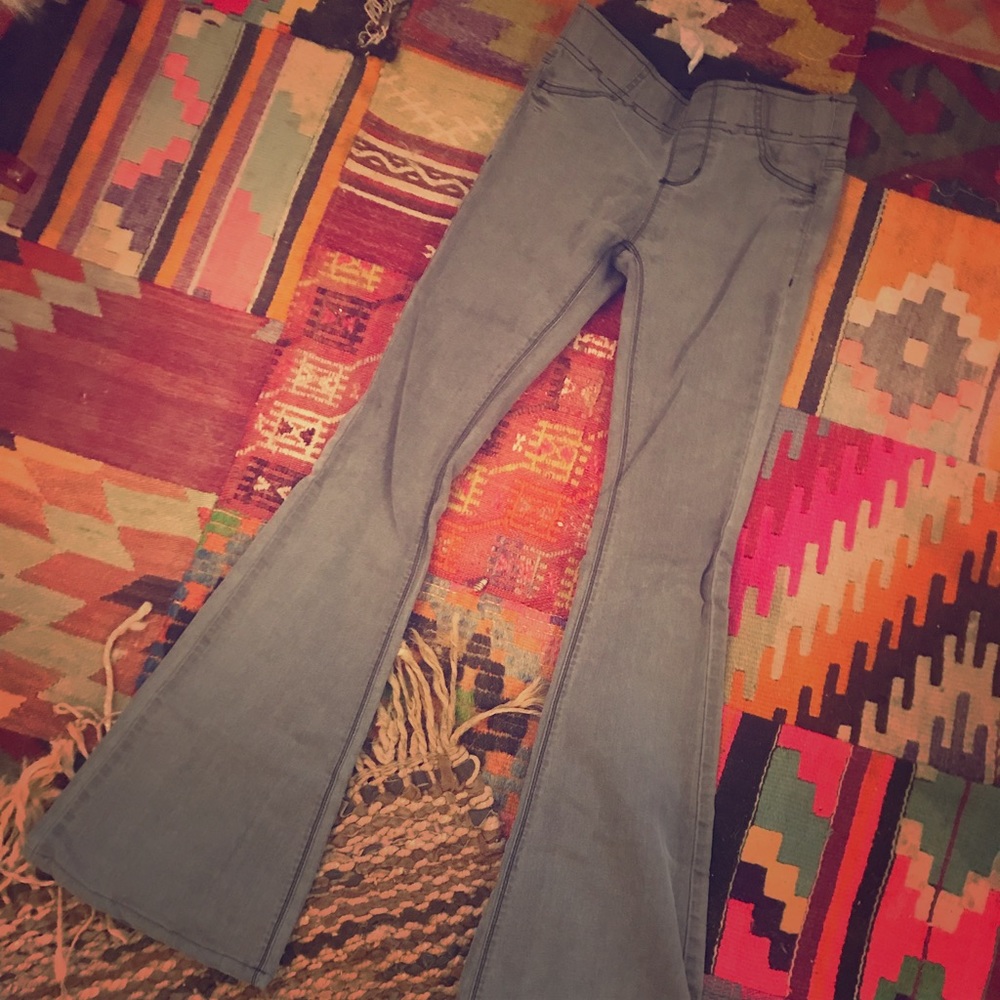 Gray flare jeans